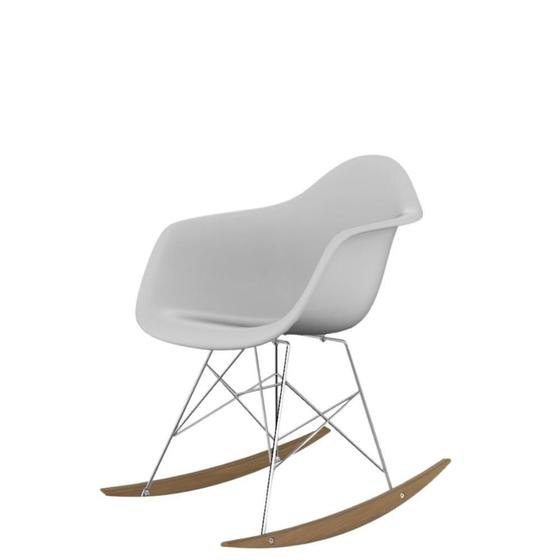 Imagem de Cadeira De Balanço Eames Com Braço Branca Empório Tiffany Base Em Metal E Madeira
