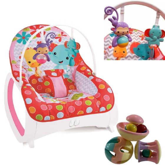 Imagem de Cadeira de Balanço Musical Vermelho e Chocalho Para Bebês