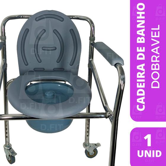 Imagem de Cadeira De Banho Sanitária Higiênica Adulto com Rodas