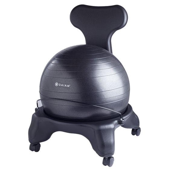 Imagem de Cadeira de Bola Gaiam 610-6002RTL - Bola de Estabilidade 52cm, Bomba e Guia de Exercícios