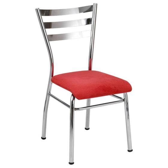 Imagem de Cadeira de COZINHA com reforço cromada assento vermelho - Poltronas do Sul