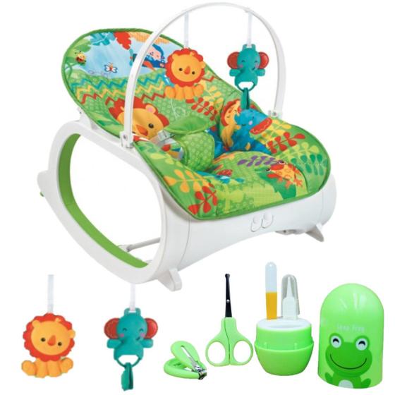 Imagem de Cadeira de Descanso Bouncers Verde e Kit Manicure P/ Bebês