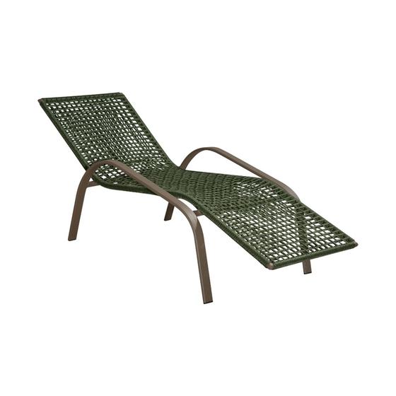 Imagem de Cadeira de Descanso Jade em Corda Náutica Verde e Alumínio Champagne