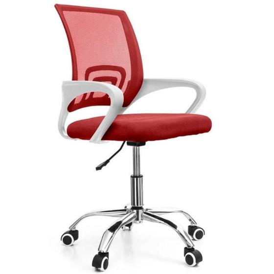 Imagem de Cadeira de Escritório com Base Cromada Prizi Essencial - Vermelha