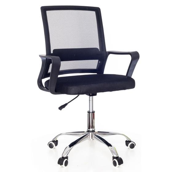 Cadeira de Escritório com Base Cromada Prizi Safe - Preta Menor preço em Cadeira de Escritório com Base Cromada Prizi Safe - Preta