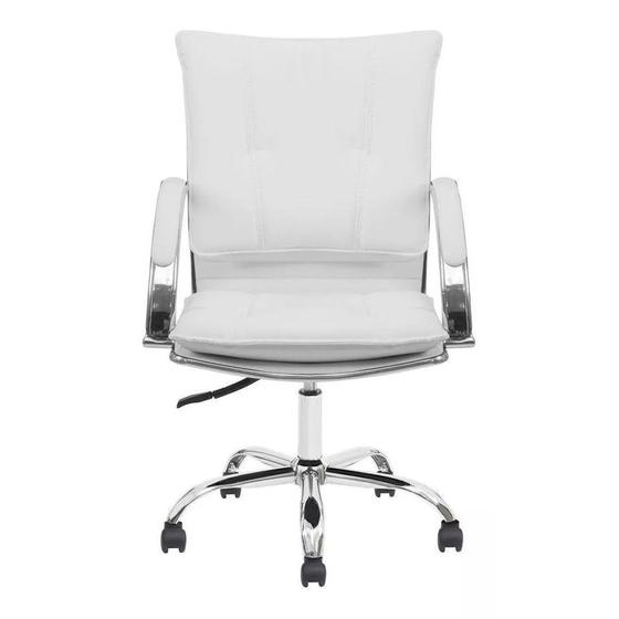 Cadeira de Escritório Diretor Desenho Italiano Steven em Aço Cromado Base Giratória Branco G31 - Gran belo Menor preço em Cadeira de Escritório Diretor Desenho Italiano Steven em Aço Cromado Base Giratória Branco G31 - Gran belo