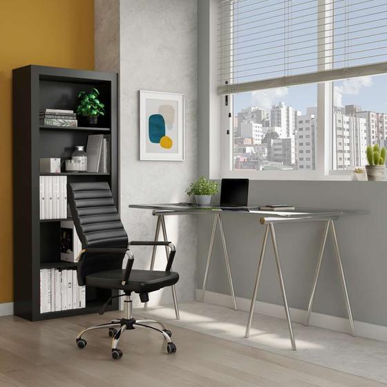Cadeira de Escritório Diretor Giratória Wholly Office Preta Menor preço em Cadeira de Escritório Diretor Giratória Wholly Office Preta