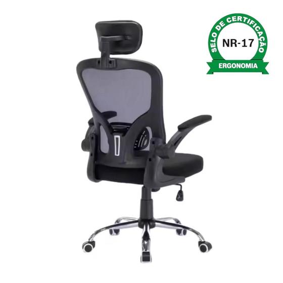 Cadeira De Escritório Ergonômica Giratoria Ajuste Lombar Tecido Respirável Em Mesh Espuma Assento Injetada Laudo Nr17 Marca Brin7 Modelo B7_001_PT Imagem de Cadeira De Escritório Ergonômica Giratoria Ajuste Lombar Tecido Respirável Em Mesh Espuma Assento Injetada Laudo Nr17 Marca Brin7 Modelo B7_001_PT