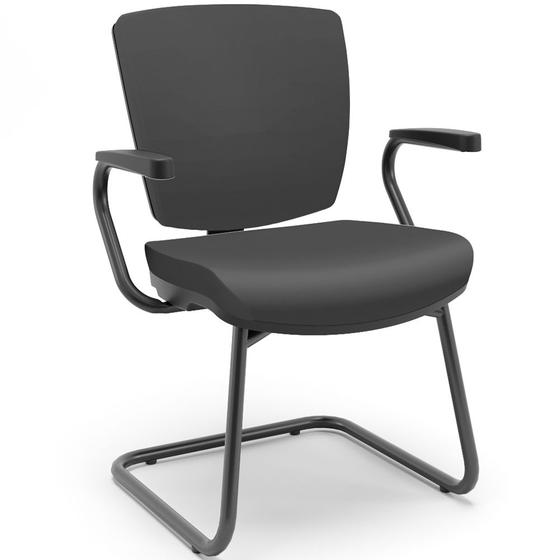 Imagem de Cadeira de Escritório Fixa Executiva Office Preto Slim Baixa Flexi P03 Vinil Preto-Lyam