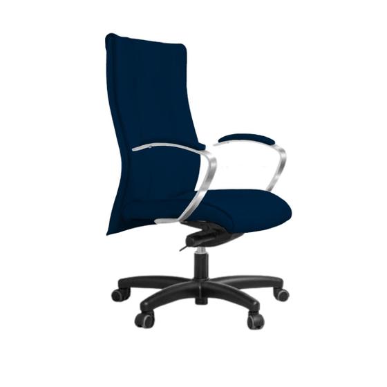 Cadeira de Escritório Giratória Base Preta e Braço de Alumínio Presidente Infinity Martiflex Azul Escuro Menor preço em Cadeira de Escritório Giratória Base Preta e Braço de Alumínio Presidente Infinity Martiflex Azul Escuro