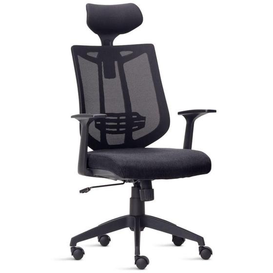 Cadeira de Escritório Presidente Executiva Office Aika F02 Tela Mesh Tecido Preto - Lyam Decor Menor preço em Cadeira de Escritório Presidente Executiva Office Aika F02 Tela Mesh Tecido Preto - Lyam Decor