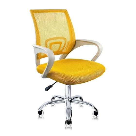 Cadeira De Escritorio Secretaria Base Cromada Com Rodinha Fortt Lisboa Amarela Csf02 Am Fortt Moveis