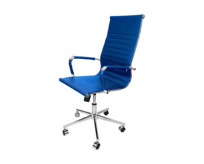 Imagem de Cadeira de Espera Esteirinha Azul em material sintético - Base Giratória Cromada - Modelo D821-4B-H
