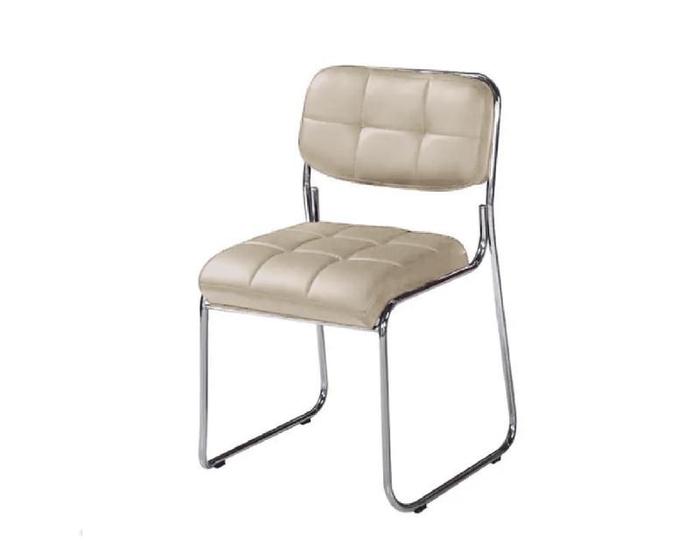 Imagem de Cadeira de Espera - Estrutura em Metal Cromado - Assento em PU na Cor Bege - Tamanho 53x43x78cm + 2% OFF no Frete