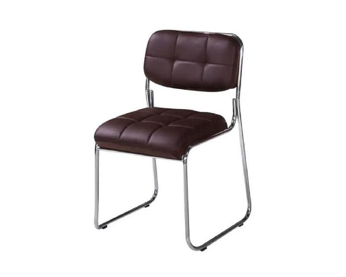 Imagem de Cadeira de Espera - Estrutura em Metal Cromado - Assento em PU na Cor Café - Tamanho 53x43x78cm + 2% OFF no Frete