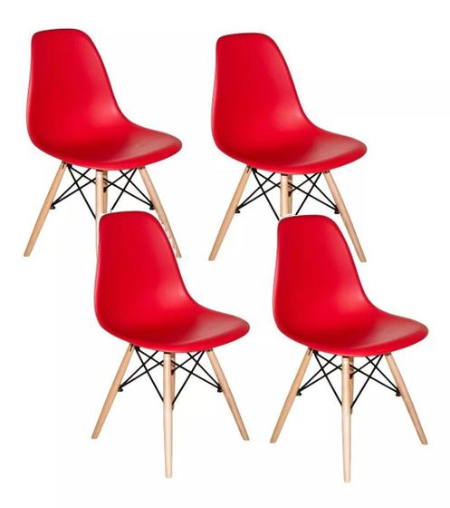Imagem de Cadeira De Jantar Charles Eames Dkr Eiffel 04 Unidades cor Vermelha - 1204