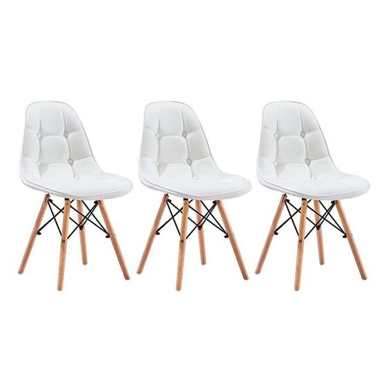 Imagem de Cadeira de Jantar Eames Eiffel Estofado Botonê PU, 3 unidades