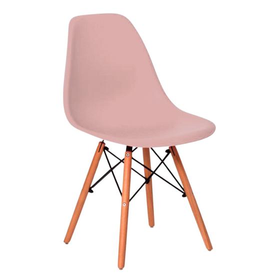 Imagem de Cadeira De Jantar Eames Para Escrivaninha Escritório Plástico Pés De Madeira Decoração Mesa - Rose