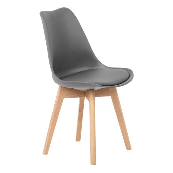 Imagem de Cadeira de Jantar Eames Wood Leda Design Estofada Cinza