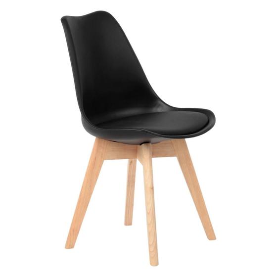 Imagem de Cadeira de Jantar Eames Wood Leda Design Estofada Preta