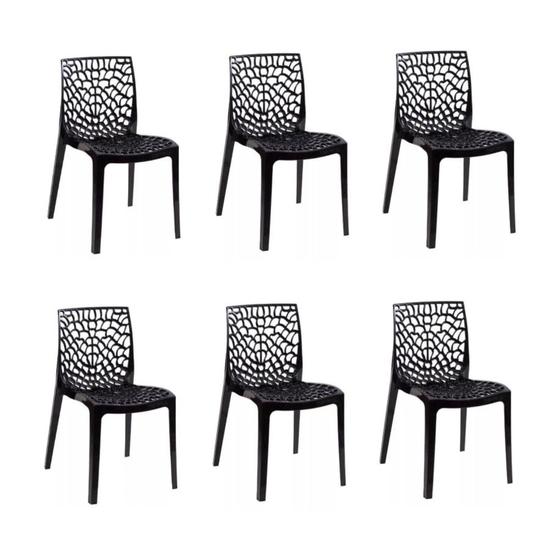 Cadeira de jantar Gruvyer Preta - kit com 6 Menor preço em Cadeira de jantar Gruvyer Preta - kit com 6