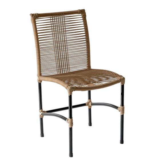 Imagem de Cadeira de Jantar Havaí em Corda Sintética Artesanal, Cadeira Avulsa para Mesa de Jantar - Teca Estonado