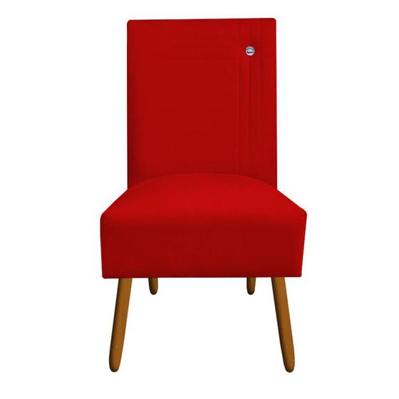 Imagem de Cadeira De Jantar Sevilha Pés Palito Suede Vermelho - D'Classe Decor