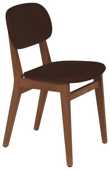 Imagem de Cadeira de madeira london em tauari amendoa sem bracos com estofado cafe tramontina