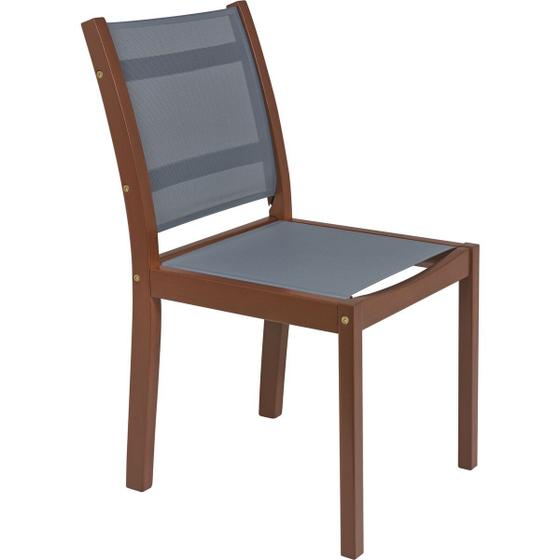 Imagem de Cadeira de Madeira Tramontina em Jatobá com Acabamento Eco Blindage sem Braços com Encosto e Assento em Fibra Preta