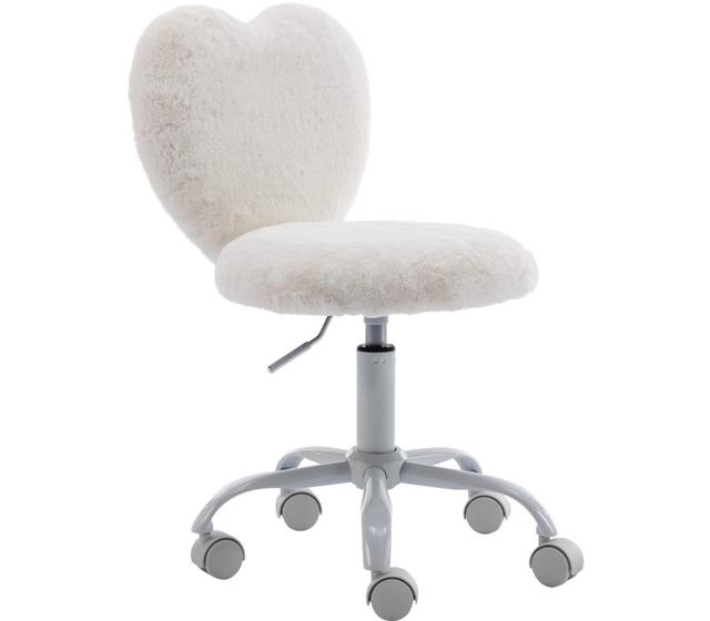 Imagem de Cadeira de mesa chairus Kids Faux Fur Ajustável em Coração Branca