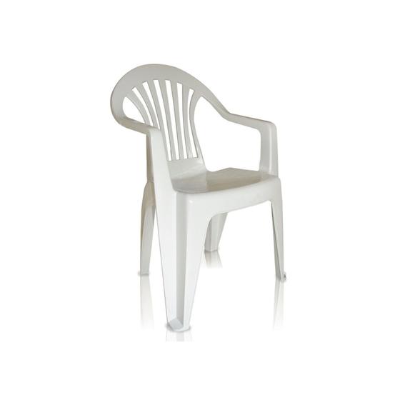 Imagem de Cadeira de Plástico Branca Empilhável Com Braço Boa Vista Antares Até 120kg