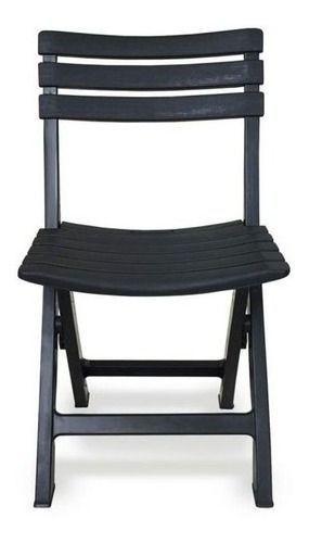 Imagem de Cadeira De Plástico Dobrável Área De Lazer Sustentável Preta 110kg 