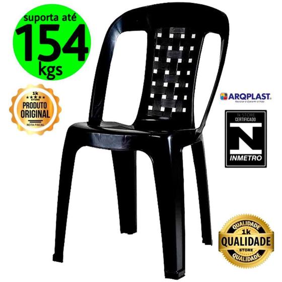 Imagem de Cadeira De Plástico Resistente Área De Lazer Preta 154kg - Arqplast