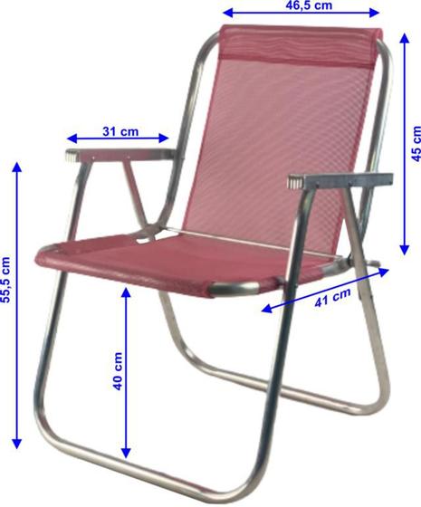 Imagem de Cadeira De Praia Aluminio Sentar Alta 110kg- rosa