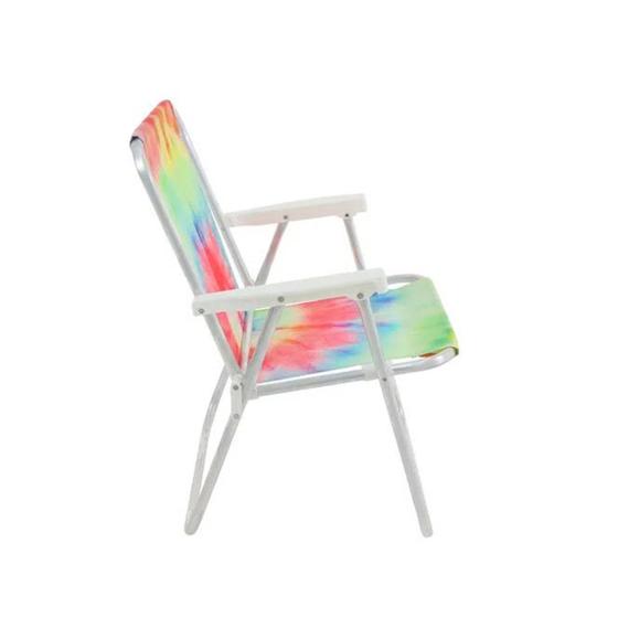 Imagem de Cadeira de Praia Dobrável Alta de Alumínio Tie Dye Até 110kg Bel Fix