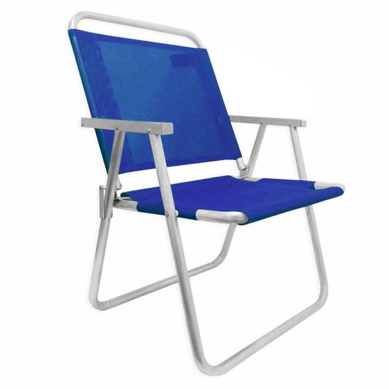 Imagem de Cadeira de Praia em Aluminio Suporta Ate 130 Kg Varanda Xl Azul  Botafogo 
