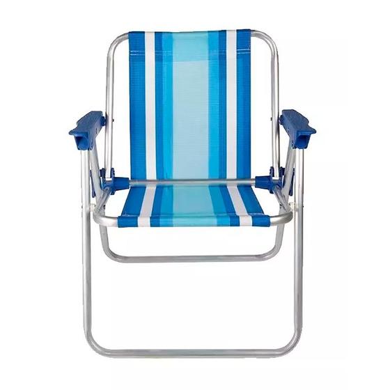 Imagem de Cadeira de Praia Infantil Alumínio Azul 30kg 002121 - Mor