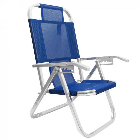 Imagem de Cadeira de Praia Reclinavel 5 Posicoes em Aluminio Ipanema Azul Botafogo