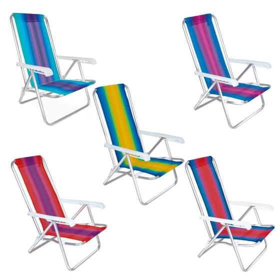 Imagem de Cadeira De Praia Reclinável Mor 4 Posições Alumínio Sortida
