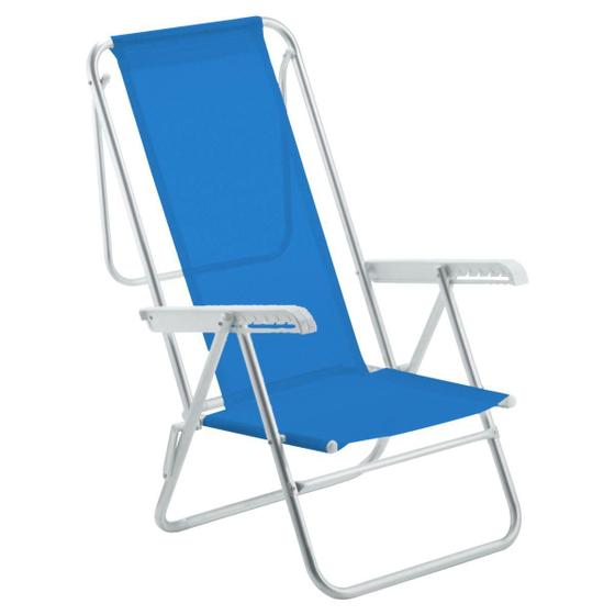 Imagem de Cadeira de praia reclinável sun beach alumínio azul