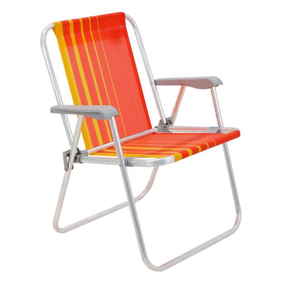 Imagem de Cadeira de Praia Tramontina Samoa Alta em Alumínio com Assento Laranja e Amarelo