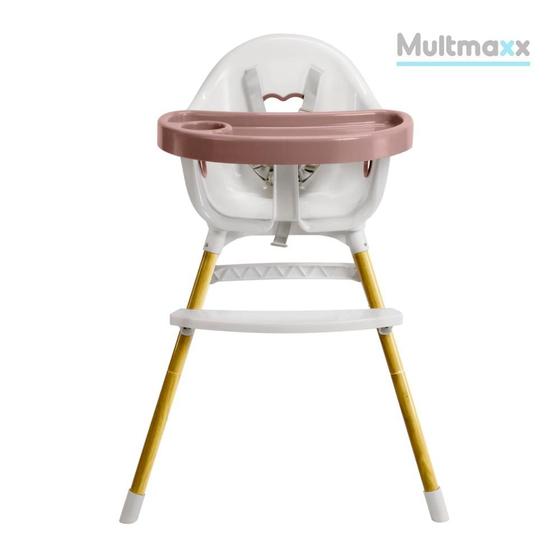Imagem de Cadeira de Refeição para Bebê Rosa até 15kg com Ajuste de Altura Multmaxx