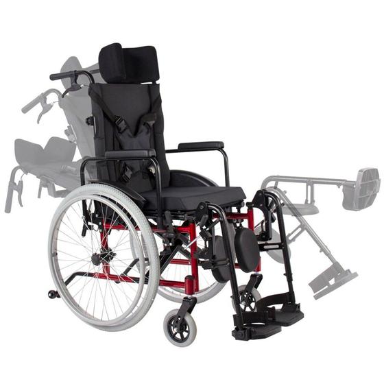Cadeira de Rodas Alumínio Reclinável MA3R 42cm Cereja Verniz Ortomobil Menor preço em Cadeira de Rodas Alumínio Reclinável MA3R 42cm Cereja Verniz Ortomobil
