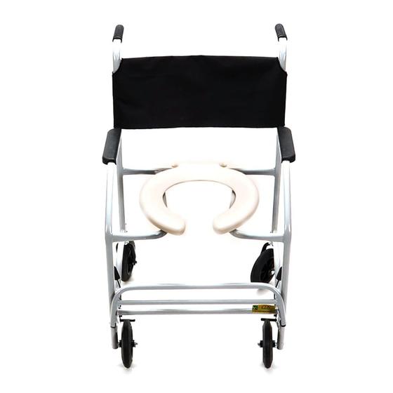 Imagem de Cadeira de Rodas CDS Banho Modelo 201 Semi-Obeso Banho e Sanitário Adulto, com Assento Anatômico Removível, Fixa, Freios Bilaterais, Pneus Maciços