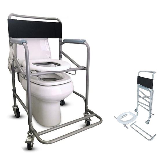 Imagem de Cadeira De Rodas Higiênica Dobrável Aço D40 Dellamed 120kg