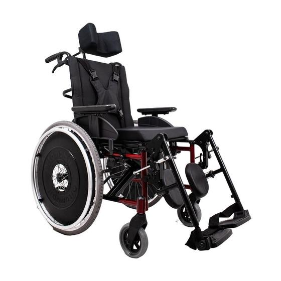 Imagem de Cadeira de Rodas MA3R Alumínio 46cm Vermelha Reclinável Ortomobil
