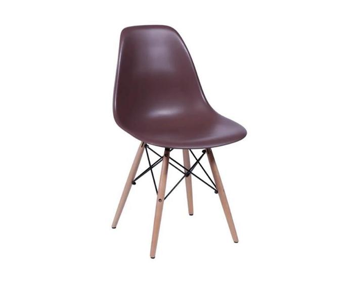 Imagem de Cadeira decor assento em pp na cor cafe, base estilo eiffel madeira