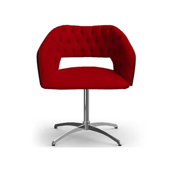 Imagem de Cadeira Decorativa Bia Com Capitonê Vermelha Giratória