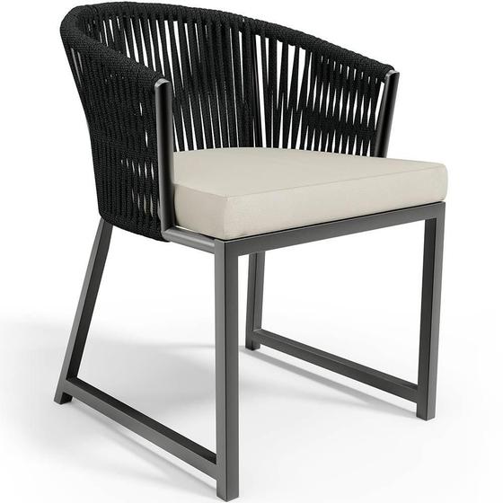 Imagem de Cadeira Decorativa Para Área Gourmet Cozinha Varanda Corda Náutica Bethari D04 Preto - Lyam Decor