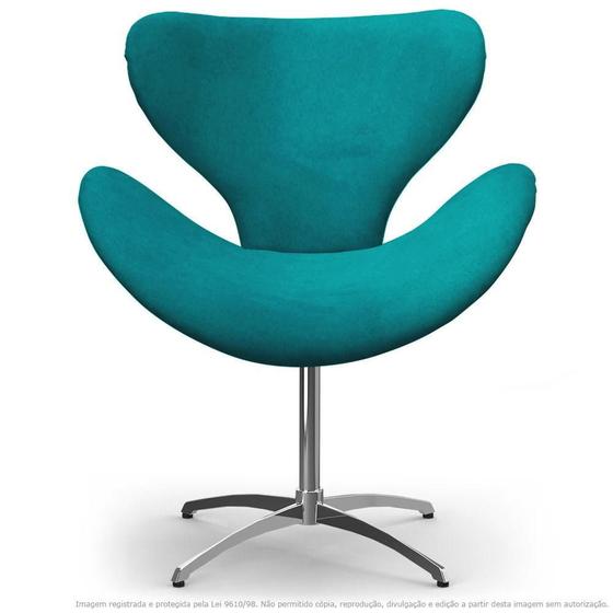 Imagem de Cadeira Decorativa Poltrona Egg Azul Turquesa com Base Giratória